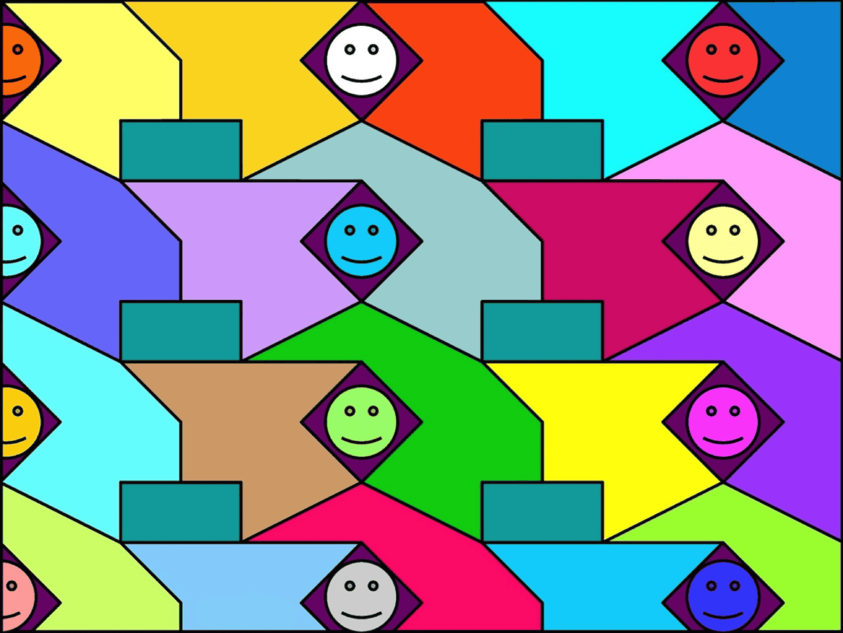 Abstract Smiling Faces Mosaic