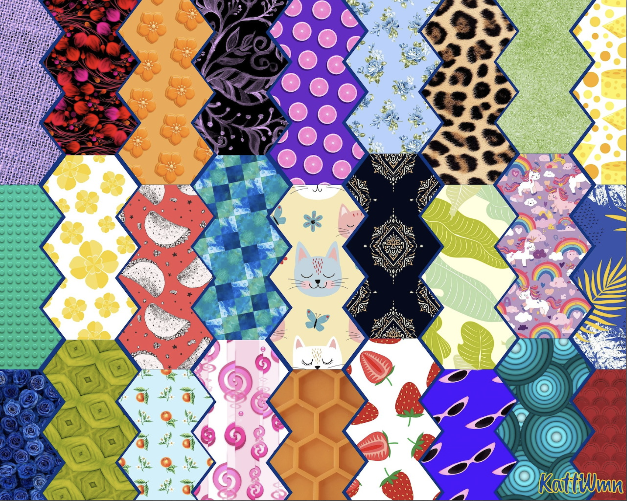 Mixed Patterns Hexagon Mosaic