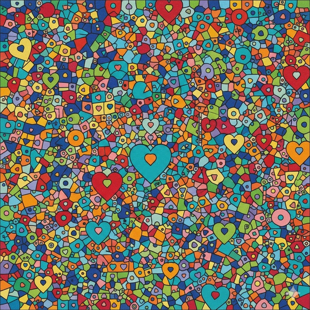 Stained Glass Hearts Pattern