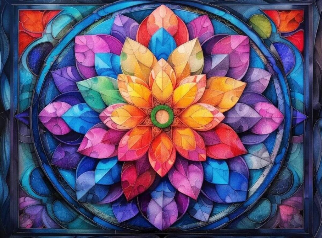 Stained Glass Mandala Flower