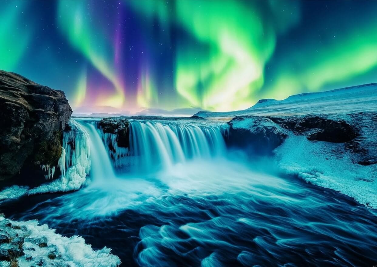 Waterfall Northern Lights