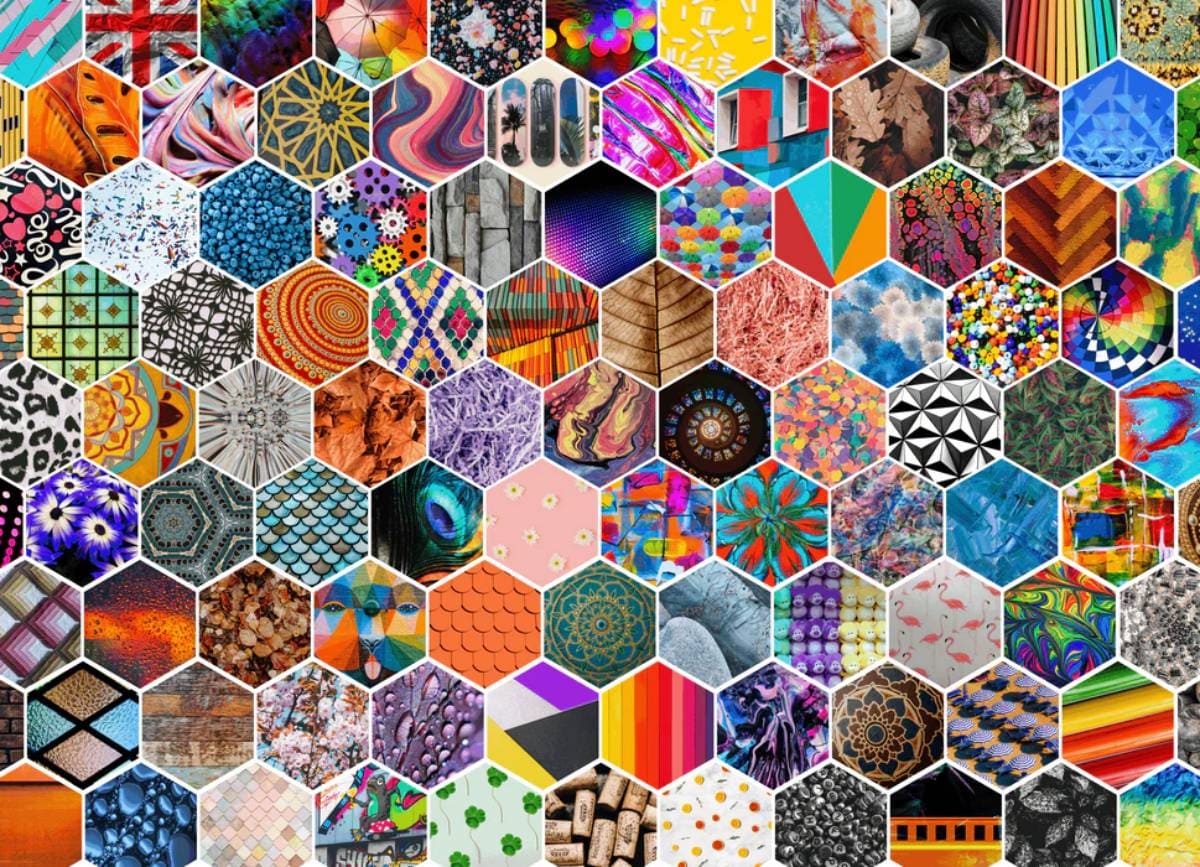 Colorful Hexagon Pattern Collage