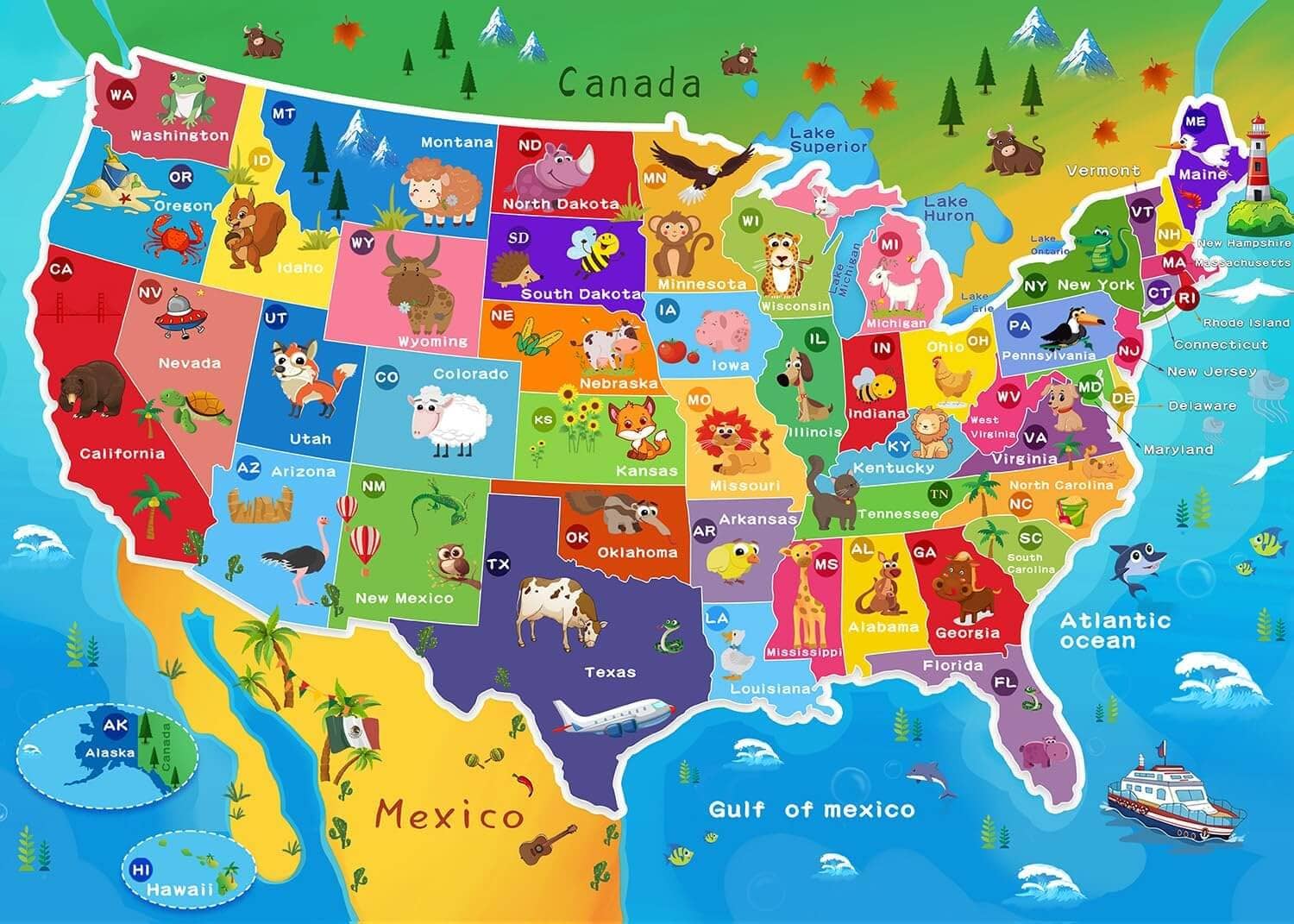 Colorful USA Map