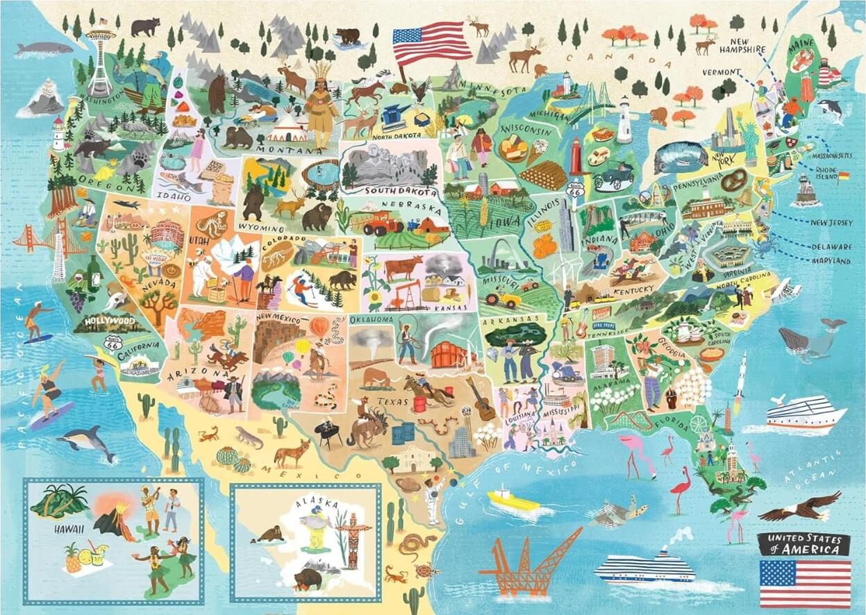 Map of USA Illustrated