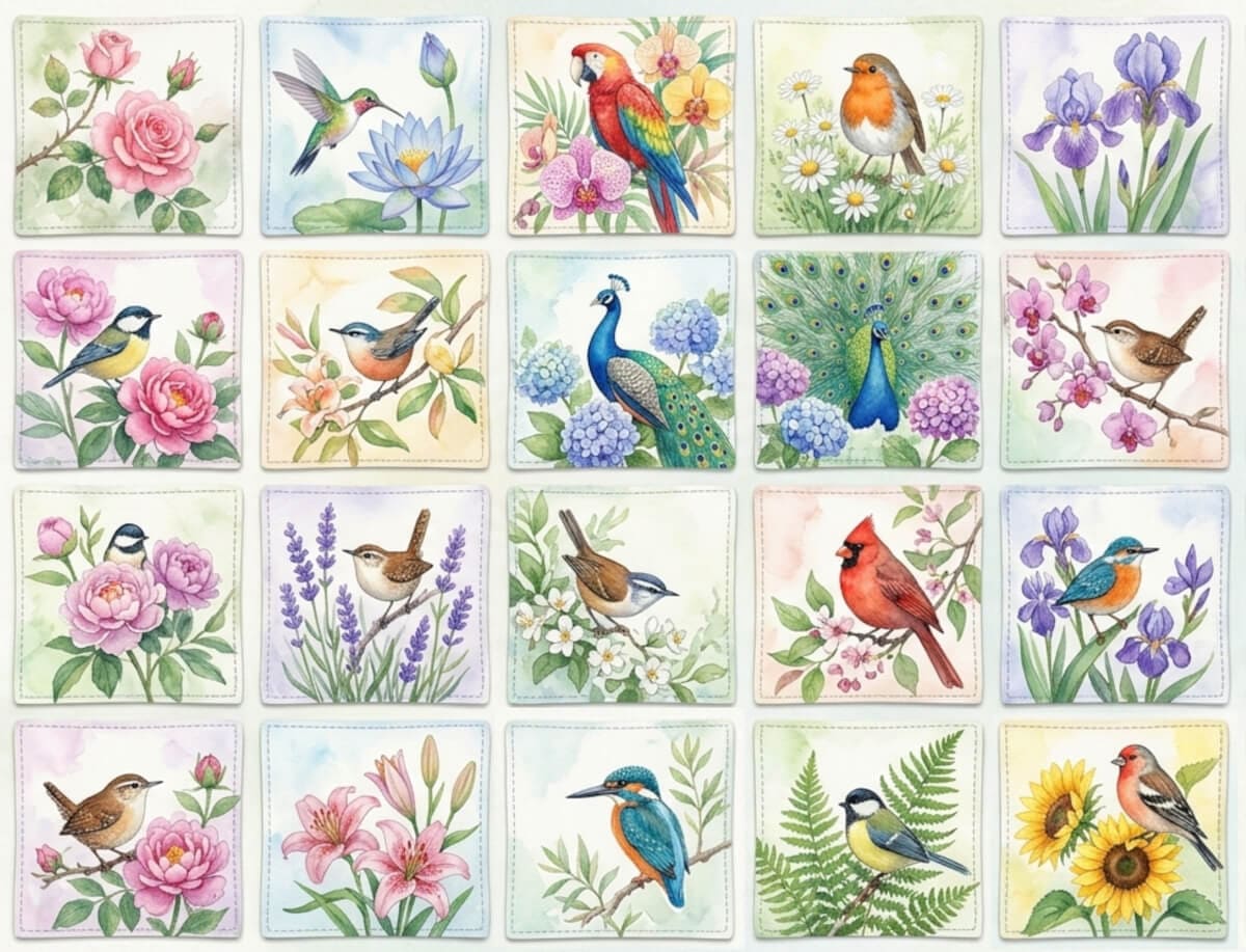 Birds and Flowers Patchwork