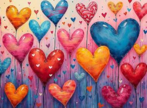 Abstract Hearts Valentine Art