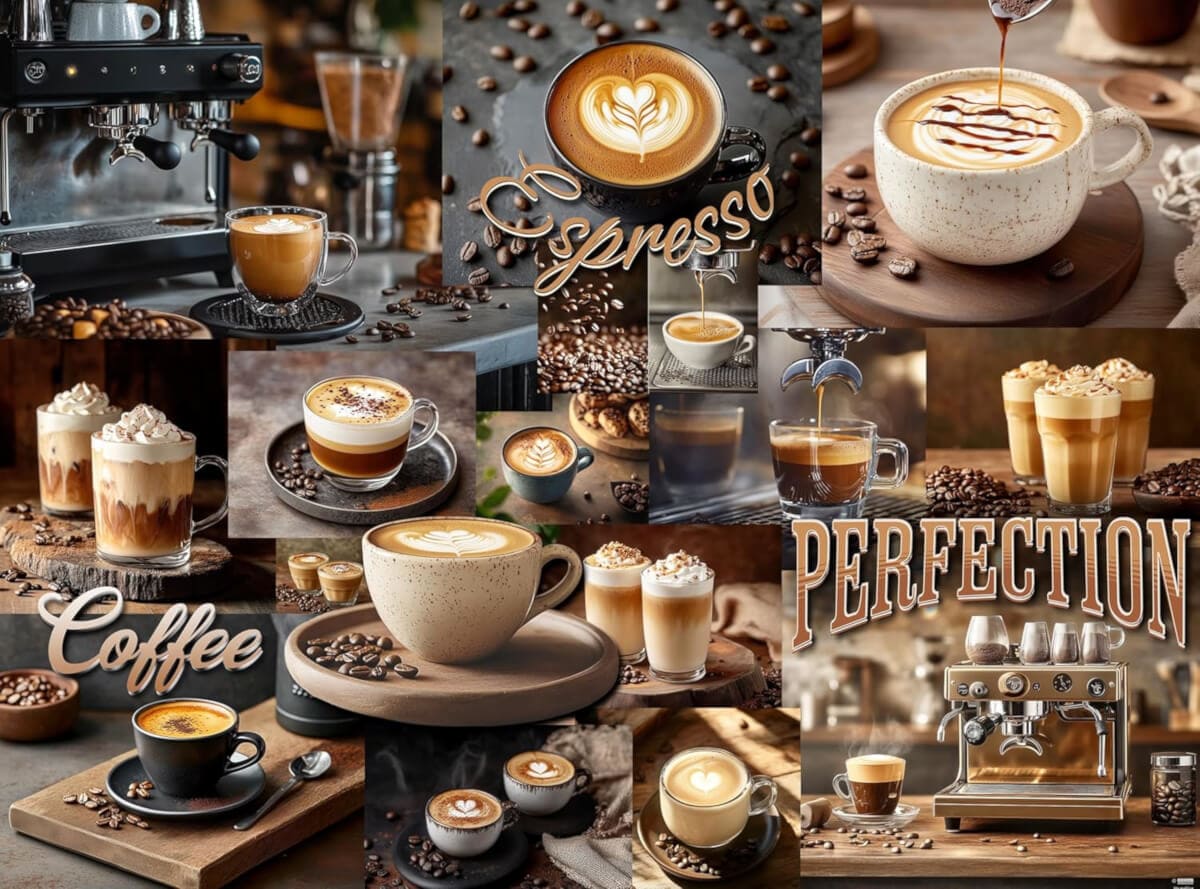 Coffee Latte Espresso Collage