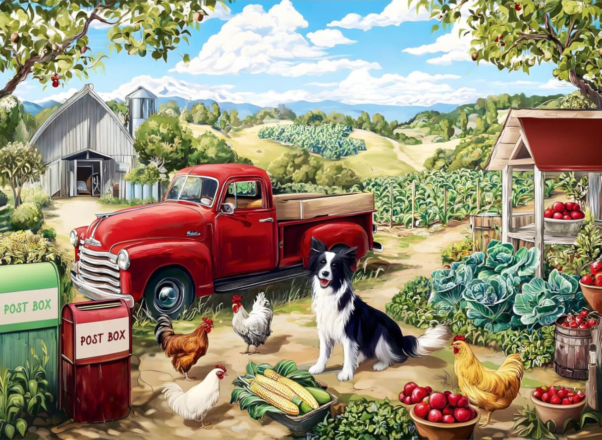 Farm Scene – Retro Style