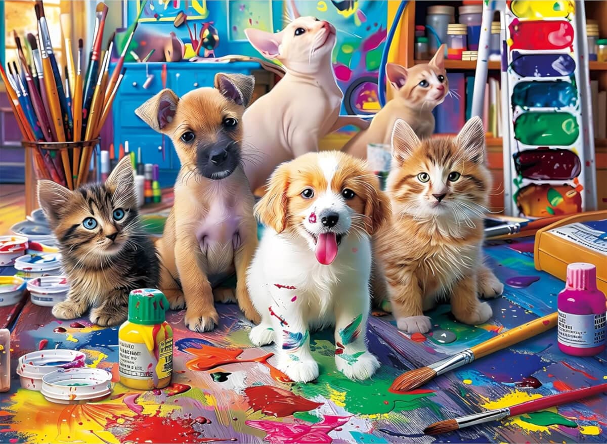 Funny Puppy Kitten
