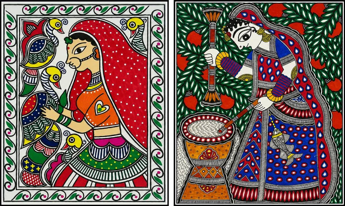 Indian Madhubani Style Paintings