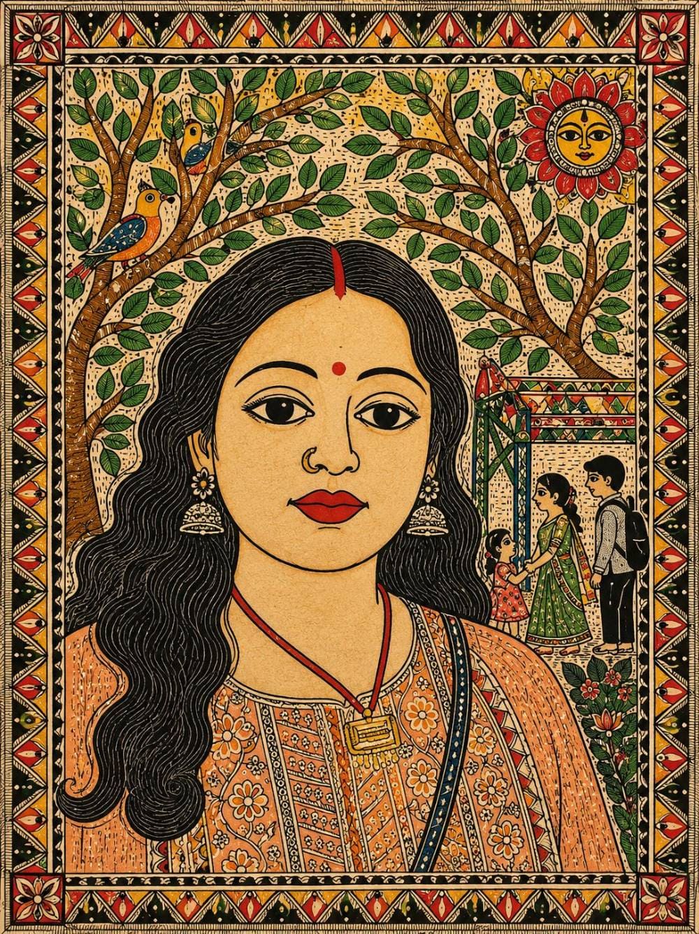 Traditional Indian Woman Folk Art