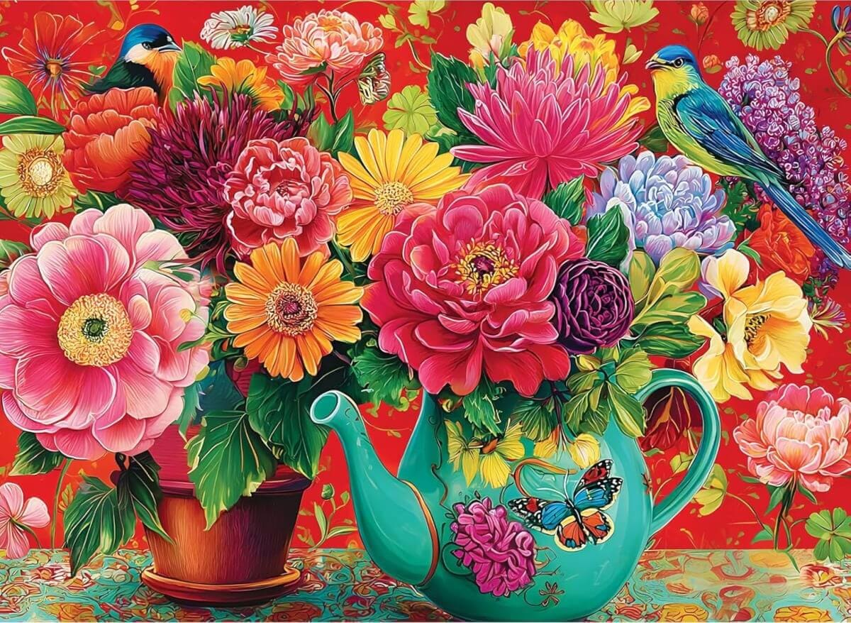 Bird and Flowers Vase