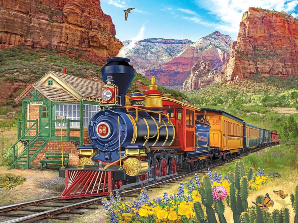 Colorful Train in Desert