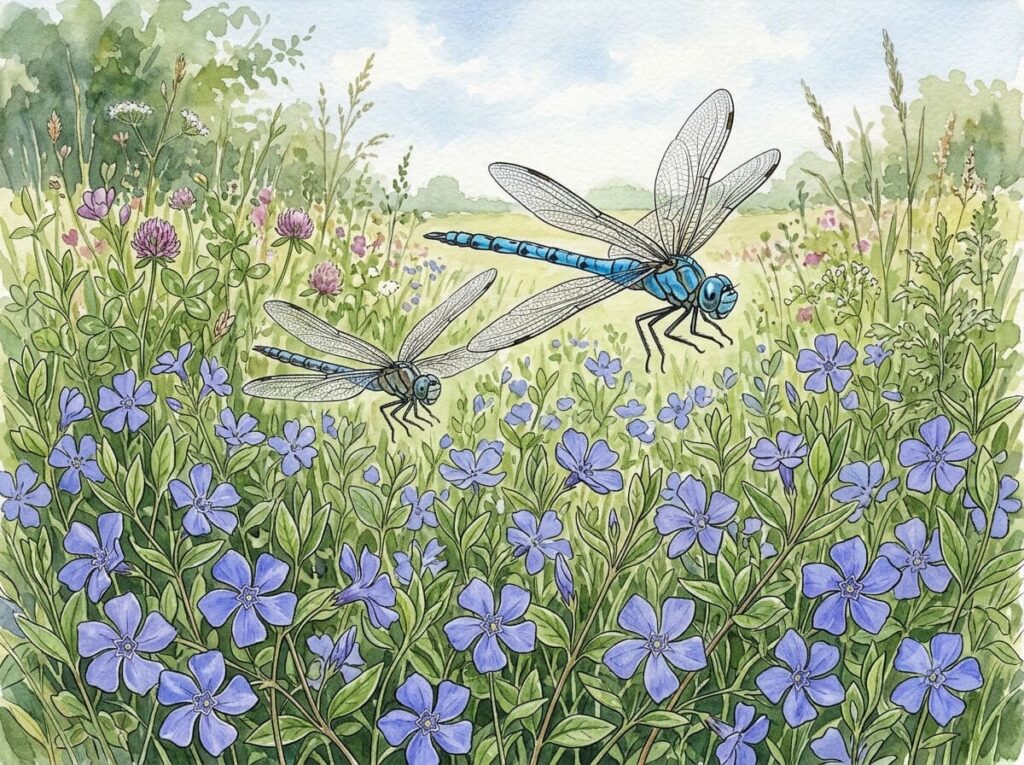 Dragonfly and Flowers
