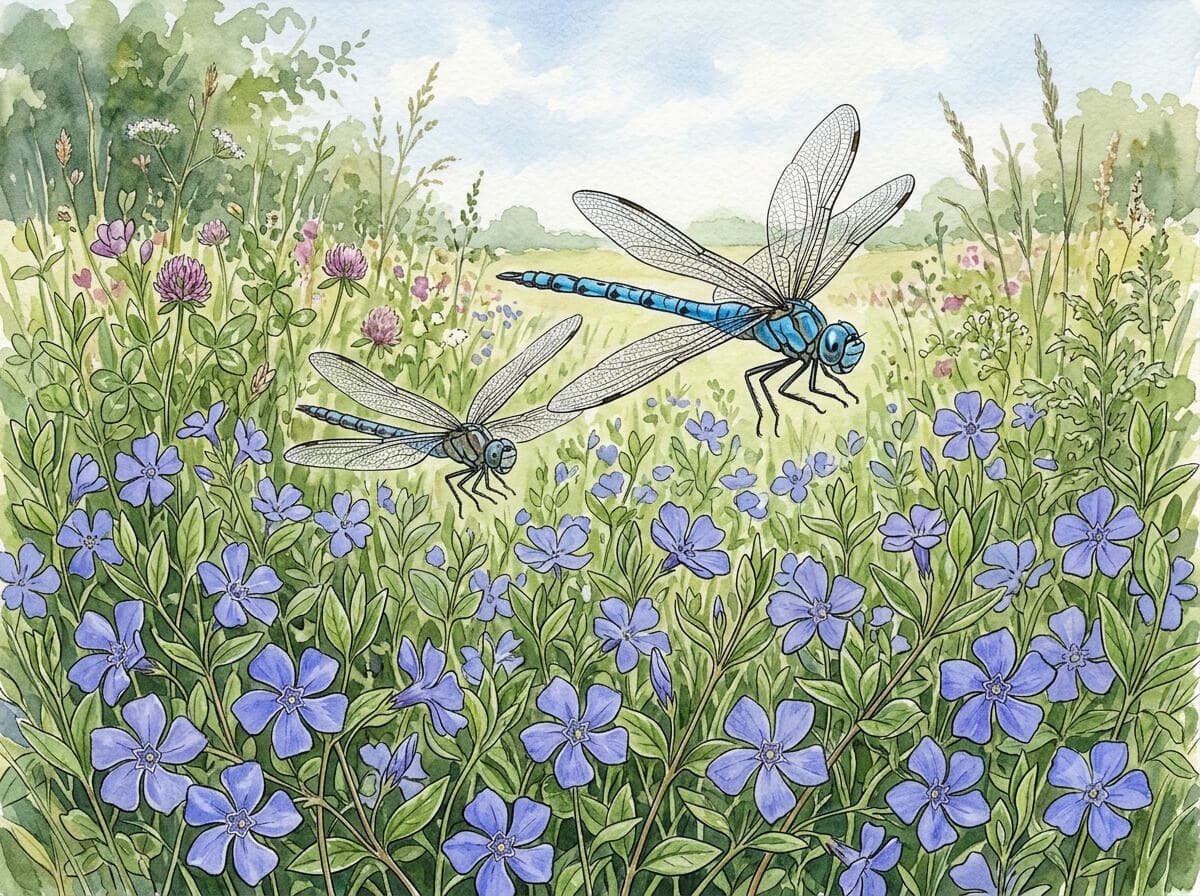 Dragonfly and Flowers