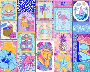 Tropical Colorful and Bright Collage