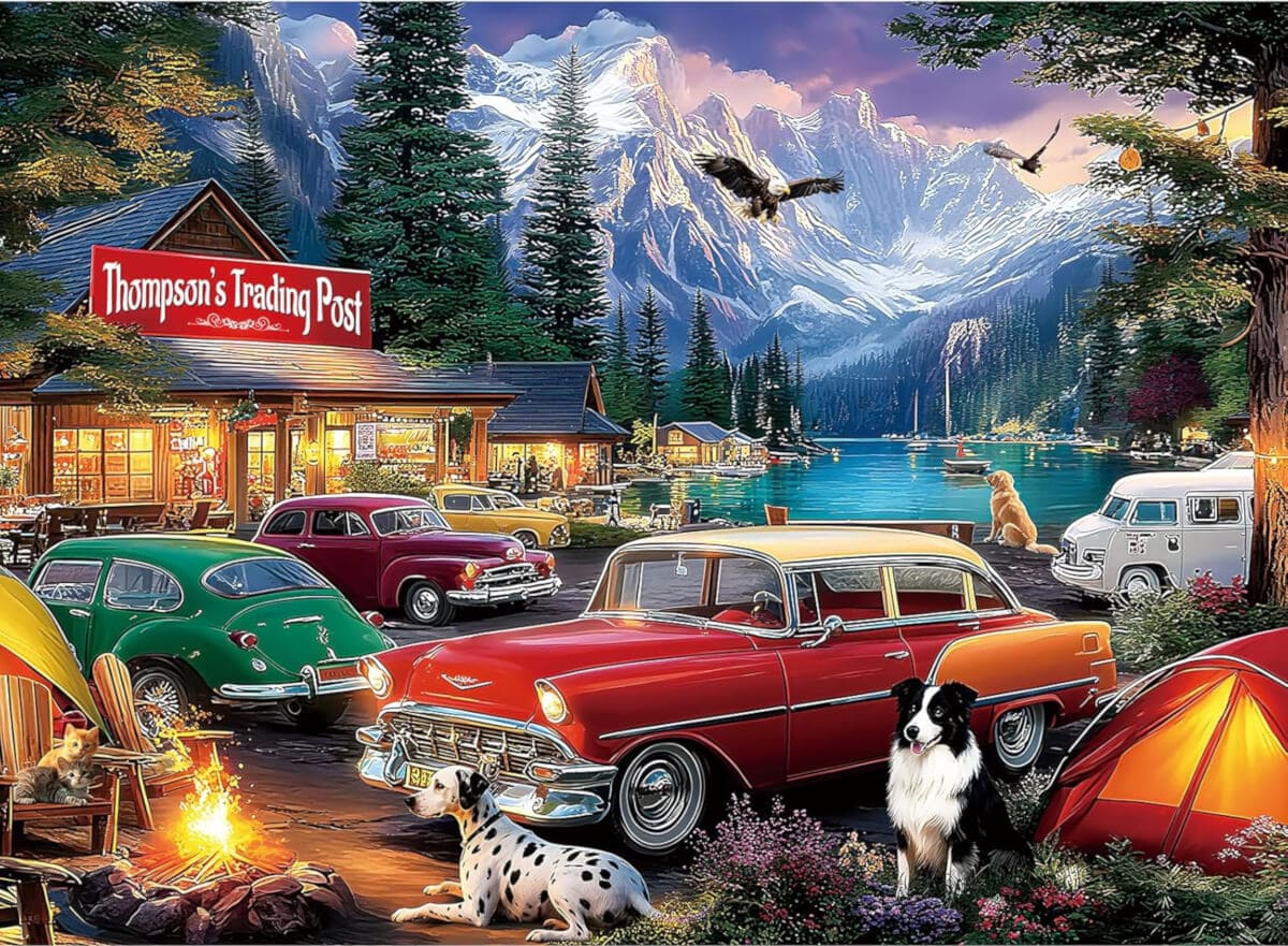 Vintage Cars Camping Lakeside