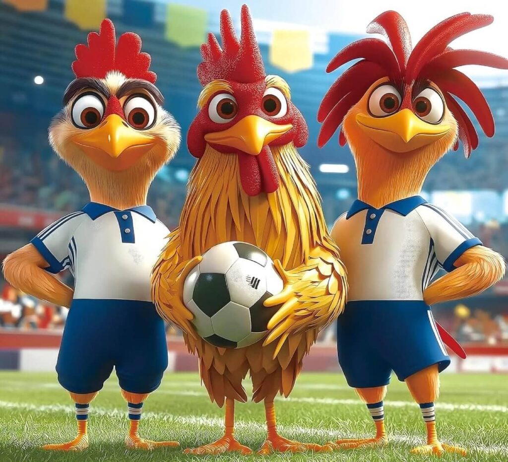 Soccer Roosters Cartoon