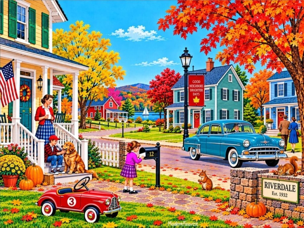 Nostalgic Autumn Neighborhood